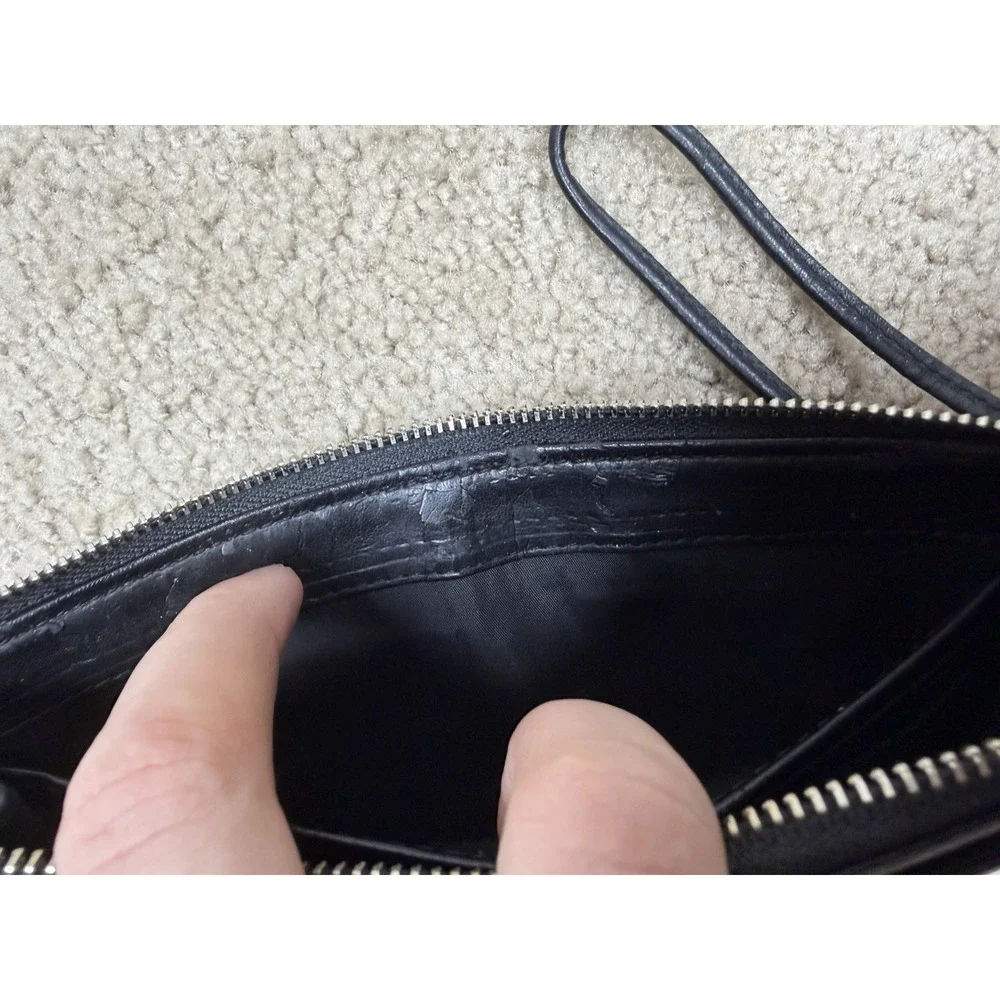 Coach Ashley Zip‎ Wristlet Wallet Black Leather
